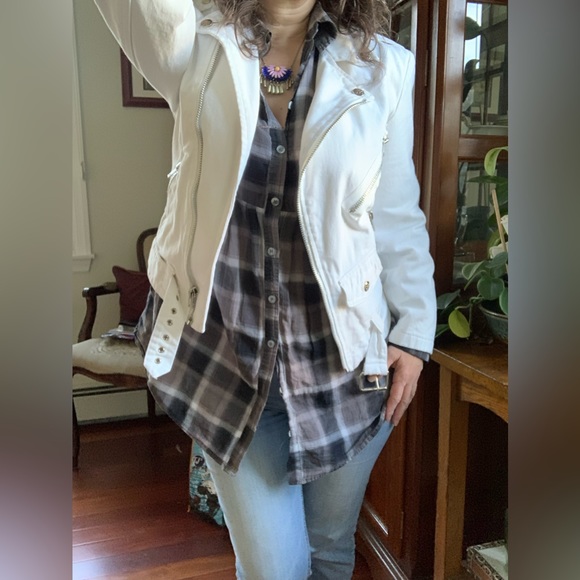 Tripp NYC man White Denim Moto Jacket - Picture 3 of 16